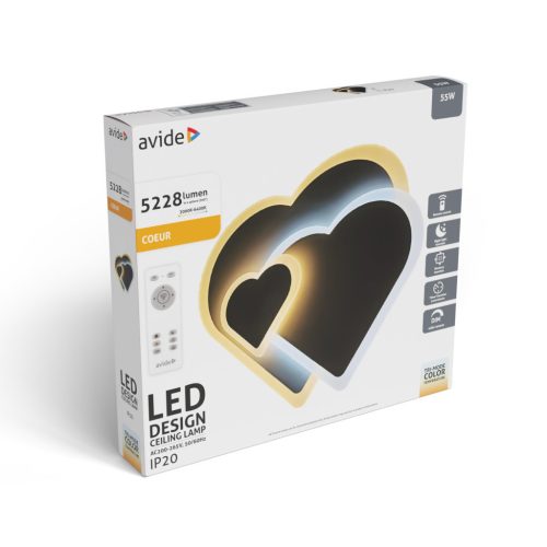 Avide Design Mennyezeti Lámpa Coeur 55W(27.5+27.5)  RF Távirányítóval