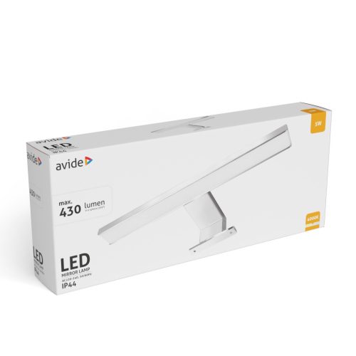 Avide LED Tükörvilágító Lámpa Szögletes Króm Alu 300mm NW 4000K 5W IP44