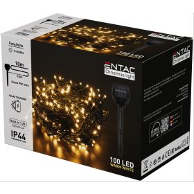   Entac Karácsonyi IP44 100 LED Füzér CW 10m Leszúrható Napelemes Konzollal