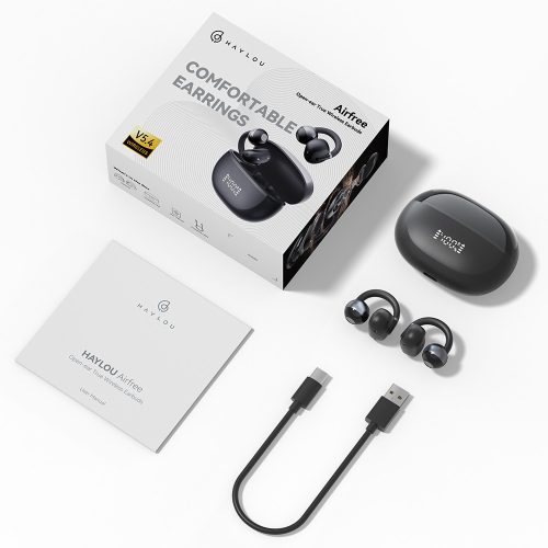 Haylou Xiaomi Airfree vezeték nélküli fülhallgató, fülre akasztós, fekete
