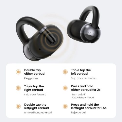 Haylou Xiaomi Airfree vezeték nélküli fülhallgató, fülre akasztós, fekete