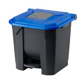   Planet Szelektív hulladékgyűjtő konténer, műanyag, pedálos, antracit/kék, 30L