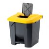Planet Szelektív hulladékgyűjtő konténer, műanyag, pedálos, antracit/sárga, 30L