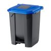 Planet Szelektív hulladékgyűjtő konténer, műanyag, pedálos, antracit, kék, 50L