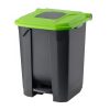 Planet Szelektív hulladékgyűjtő konténer, műanyag, pedálos, antracit, zöld, 50L