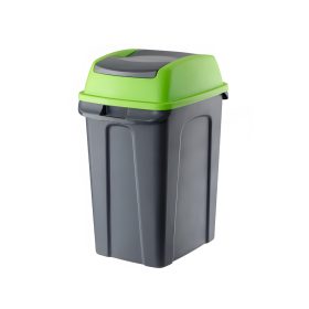  Planet Hippo Billenős Szelektív hulladékgyűjtő szemetes, műanyag, antracit/zöld, 25L