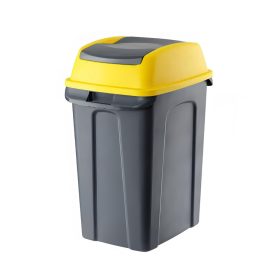   Planet Hippo Billenős Szelektív hulladékgyűjtő szemetes, műanyag, antracit/sárga, 50L