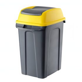  Planet Hippo Billenős Szelektív hulladékgyűjtő szemetes, műanyag, antracit/sárga, 70L